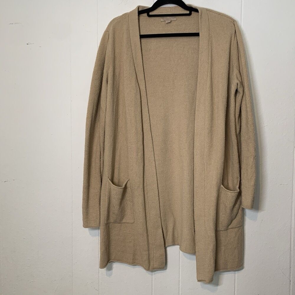 Barefoot Dreams Womens Large Cardigan Duster Long Pockets Cozy Chic Lite Tan‎